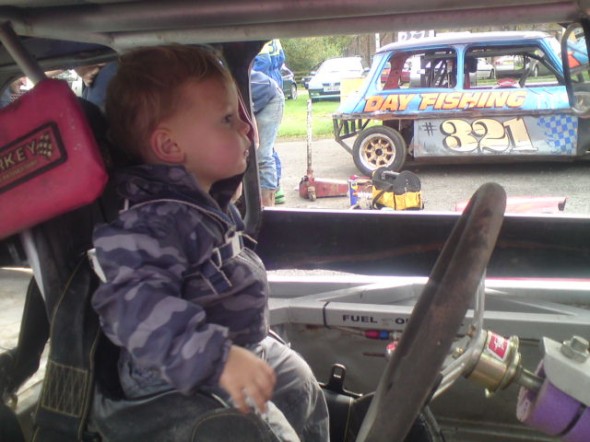 Wez and Vicki's son Mason loves to pretend to be a top driver! One day he will be. Wez and Vicki's son Mason loves to pretend to be a top driver! One day he will be.