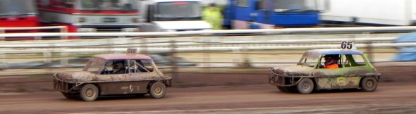 Down the back straight with Bradd Stirk in pursuit