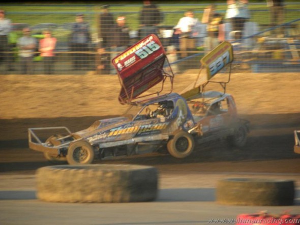Frankie tangles again with Dave Willis, and a ripped tyre meant another DNF