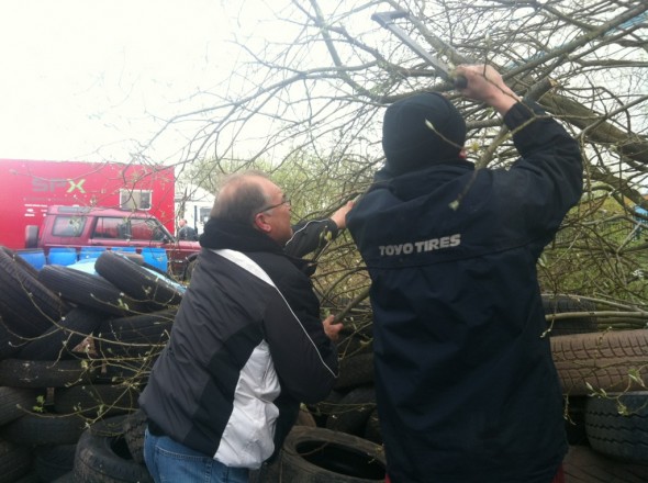 Ray Williams and Wez attack a tree so we can park at Stoke