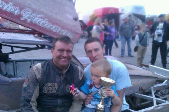 Two year old Michael Murphy, and his dad Dave, at Stoke last year after Frankie gave Michael his trophy.
