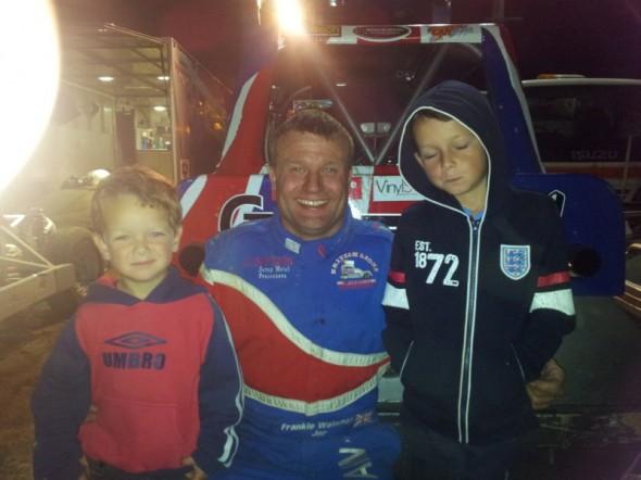 Seb and Marshall Gibbs with Frankie at Waikaraka Park