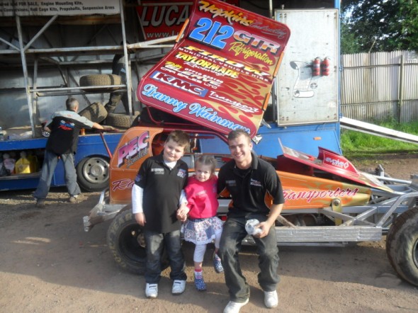 Ben and Poppy Crosby with Danny at Coventry. Poppy brought some home-made buns for us - they were delicious!