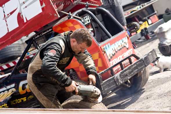 Doing a bit of fine tuning on a tyre. (MB)