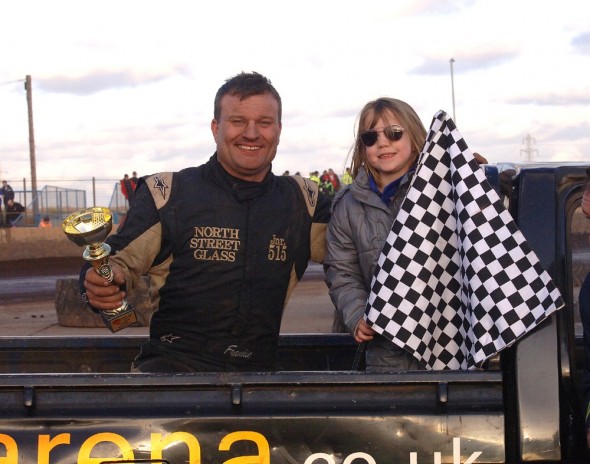Frankie had Mia Reeves accompany him on a lap of honour at King's Lynn.