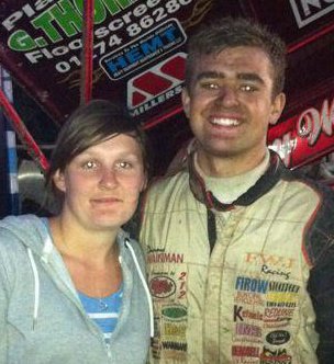 Narelle Bristow sent in this picture of her sister Melanie with Danny - she always cheers him on and has a model of his car in her car.