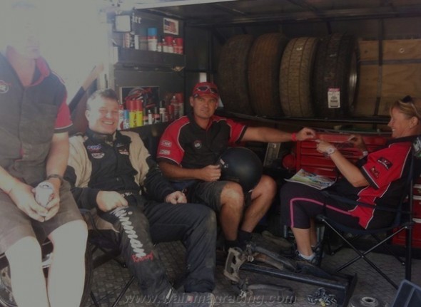 Frankie chilling out with the team before the championship.
