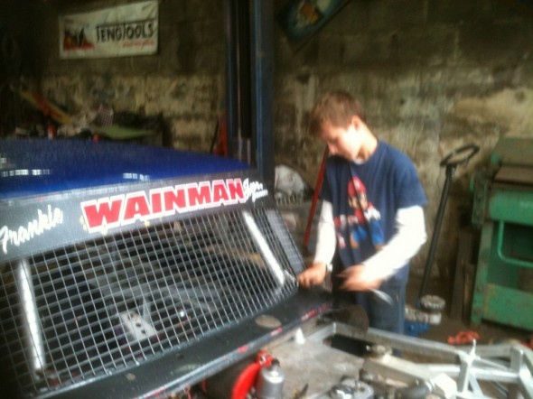 Frankie JJ working on his car prior to Barford.