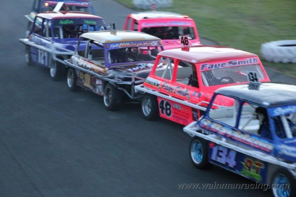 Pushing into turn 1 on the restart.